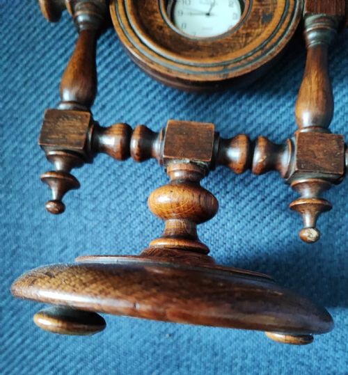 ANTIQUE TREEN TURNED OAK FOB WATCH STANDHOLDER - ADDITIONAL PHOTO 2