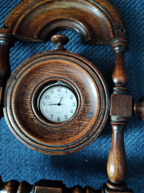 ANTIQUE TREEN TURNED OAK FOB WATCH STANDHOLDER - ADDITIONAL PHOTO 11