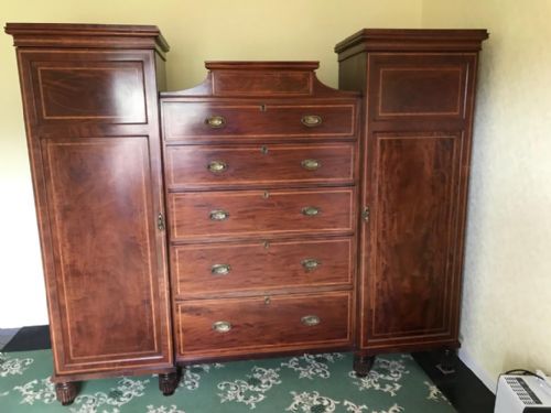 exceptional 19c inland mahogany combination wardrobe in the regency style - CATEGORY: ANTIQUE WARDROBES - DATED 19TH CENTURY