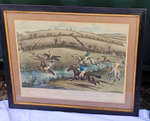 coloured engraving of the cheltenham festival race dated 1841 - CATEGORY: ANTIQUE ART - DATED 19TH CENTURY