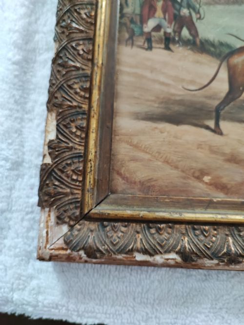 PRIMITIVE OIL PAINTING OF HARE COURSING POSSIBLY IRISH - ADDITIONAL PHOTO 9