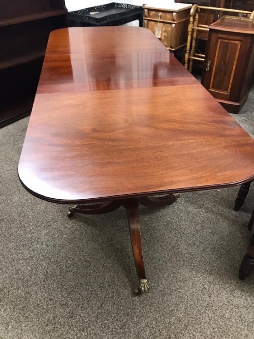 REGENCY STYLE TWIN PILLAR MAHOGANY DINING TABLE - ADDITIONAL PHOTO 5