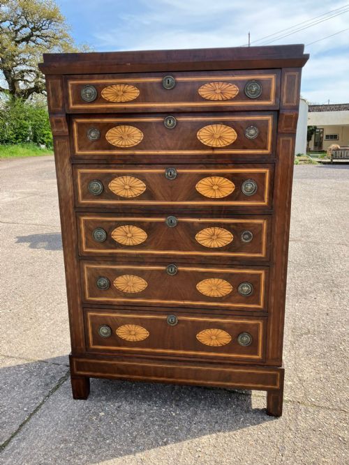 a good tall antique marquetry chest of drawers - CATEGORY: ANTIQUE CHEST OF DRAWERS - DATED 19TH CENTURY