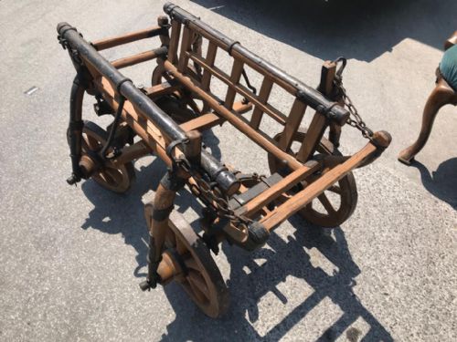 ANTIQUE IRON BOUND LOG CART BASKET - ADDITIONAL PHOTO 3