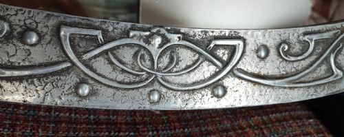 ART'S AND CRAFTS SCOTTISH OVAL PEWTER FRAMED MIRROR - ADDITIONAL PHOTO 9