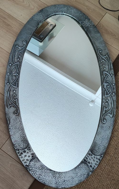 ART'S AND CRAFTS SCOTTISH OVAL PEWTER FRAMED MIRROR - ADDITIONAL PHOTO 12