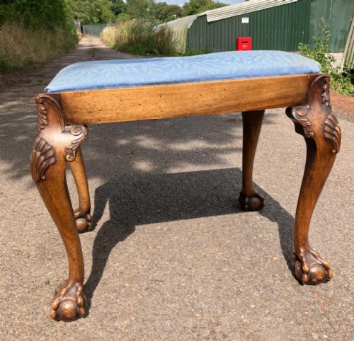 ANTIQUE CARVED WALNUT BALL AND CLAW STOOL - ADDITIONAL PHOTO 2