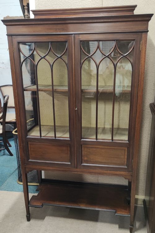 edwardian inlaid display cabinet - CATEGORY: ANTIQUE CABINETS - DATED EDWARDIAN