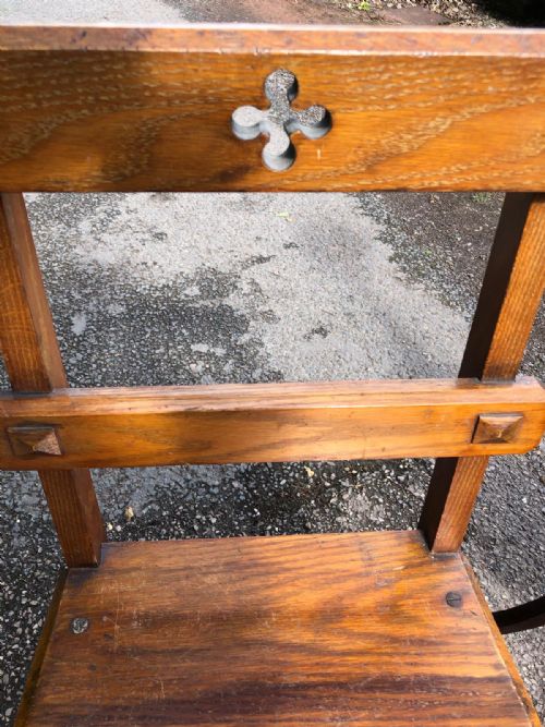 A 19C GOLDEN OAK METAMORPHIC STEP CHAIR - ADDITIONAL PHOTO 1