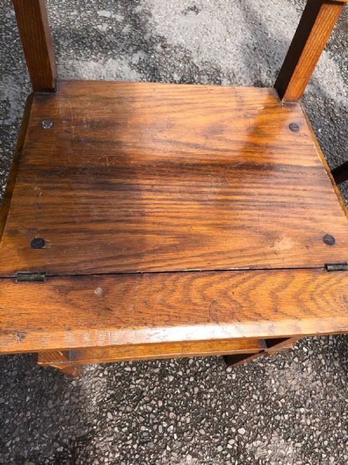 A 19C GOLDEN OAK METAMORPHIC STEP CHAIR - ADDITIONAL PHOTO 2