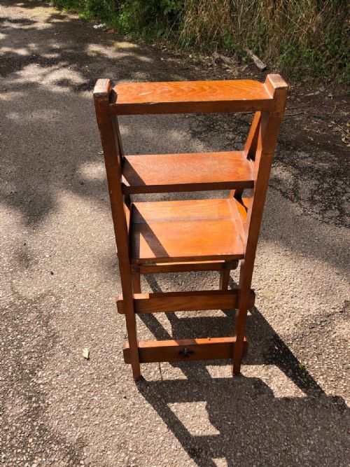 A 19C GOLDEN OAK METAMORPHIC STEP CHAIR - ADDITIONAL PHOTO 4