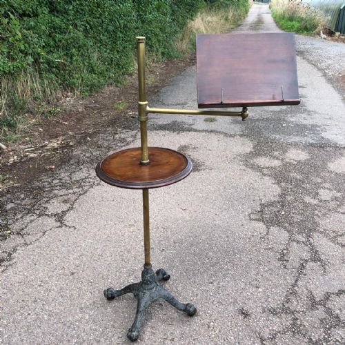 a 19c mahogany and brass reading or music stand - CATEGORY: ANTIQUE MISCELLANEOUS - DATED VICTORIAN