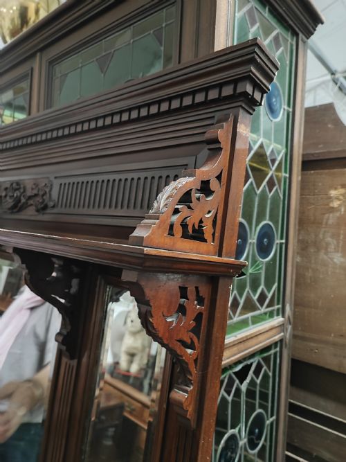 LARGE VICTORIAN MAHOGANY OVERMANTEL MIRROR - ADDITIONAL PHOTO 3