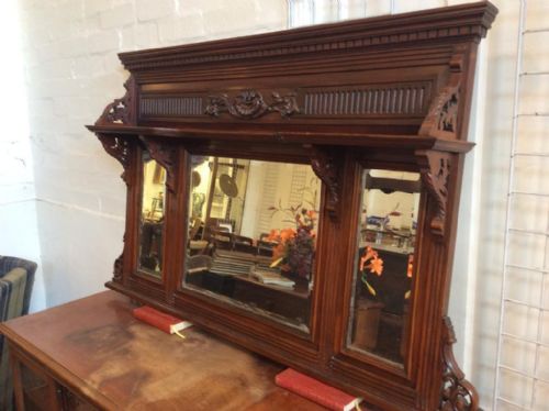 LARGE VICTORIAN MAHOGANY OVERMANTEL MIRROR - ADDITIONAL PHOTO 6