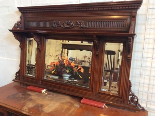 LARGE VICTORIAN MAHOGANY OVERMANTEL MIRROR - ADDITIONAL PHOTO 9