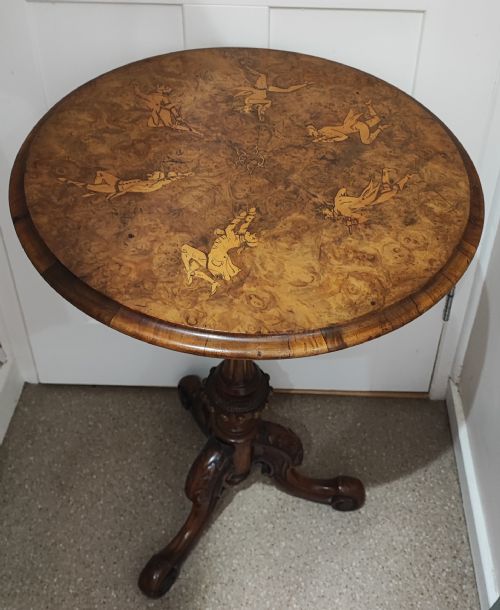 a fine and rare victorian burr walnut tripod table - CATEGORY: ANTIQUE TABLES - DATED VICTORIAN