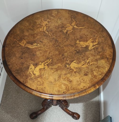 A FINE AND RARE VICTORIAN BURR WALNUT TRIPOD TABLE - ADDITIONAL PHOTO 4