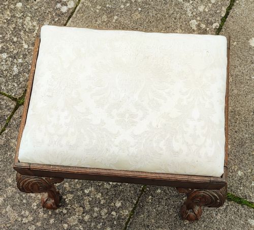 19C CARVED WALNUT BALL AND CLAW STOOL - ADDITIONAL PHOTO 2