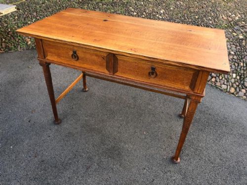 an arts and crafts oak 2 drawers writing table probably heals - CATEGORY: ANTIQUE TABLES - DATED 19TH CENTURY