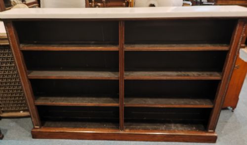 regency rosewood open bookcase with original white marble top - CATEGORY: ANTIQUE BOOKCASES - DATED REGENCY