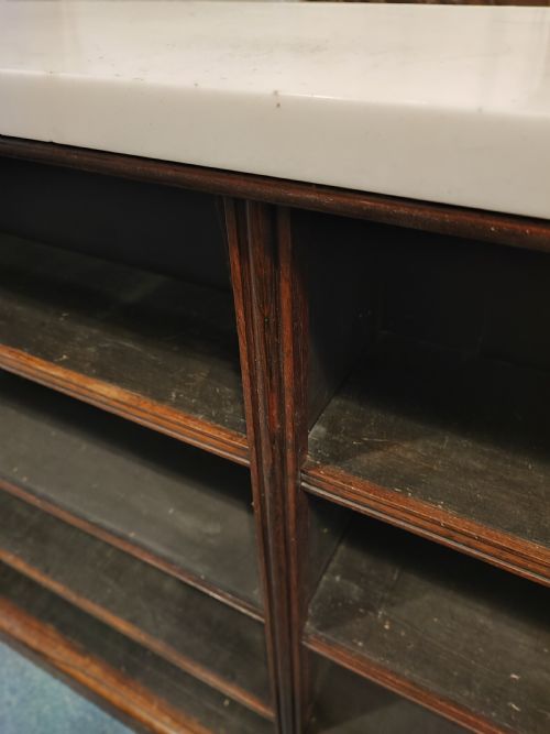 REGENCY ROSEWOOD OPEN BOOKCASE WITH ORIGINAL WHITE MARBLE TOP - ADDITIONAL PHOTO 2