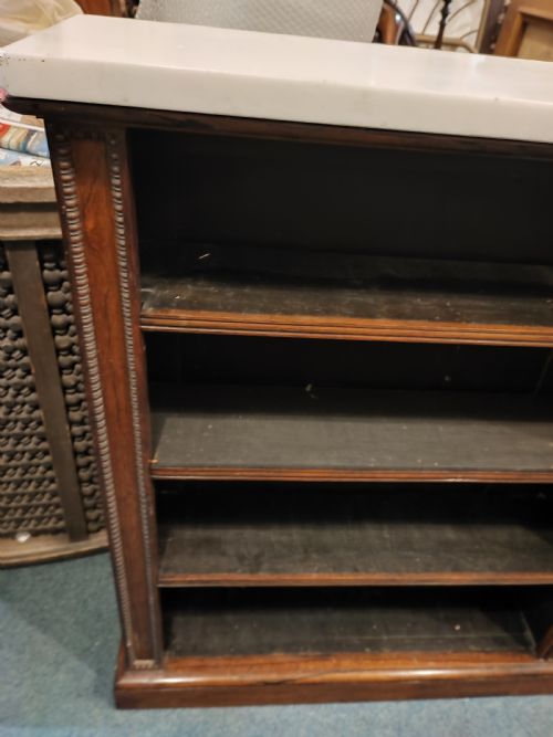 REGENCY ROSEWOOD OPEN BOOKCASE WITH ORIGINAL WHITE MARBLE TOP - ADDITIONAL PHOTO 5