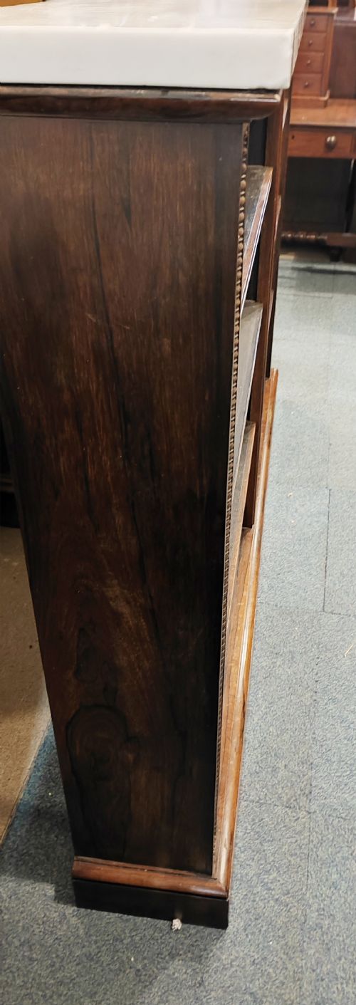 REGENCY ROSEWOOD OPEN BOOKCASE WITH ORIGINAL WHITE MARBLE TOP - ADDITIONAL PHOTO 6