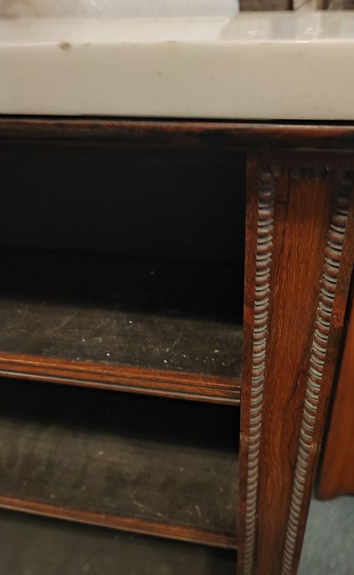 REGENCY ROSEWOOD OPEN BOOKCASE WITH ORIGINAL WHITE MARBLE TOP - ADDITIONAL PHOTO 11