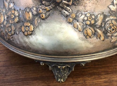 AN ANTIQUE SILVER PLATE AND COPPER MIRRORED CELEBRATION CAKE STAND - ADDITIONAL PHOTO 1