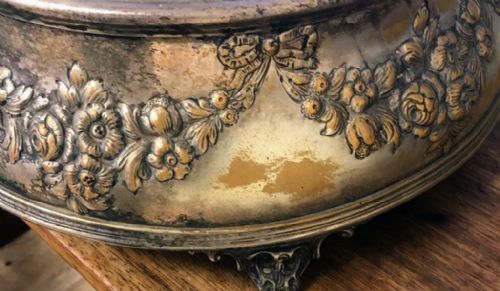 AN ANTIQUE SILVER PLATE AND COPPER MIRRORED CELEBRATION CAKE STAND - ADDITIONAL PHOTO 2