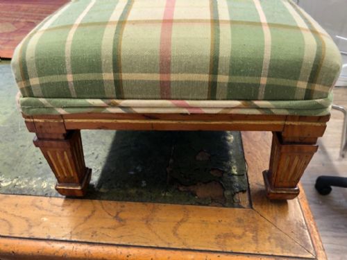 19C SOLID SATINWOOD AND GILT FENDER STOOL - ADDITIONAL PHOTO 4