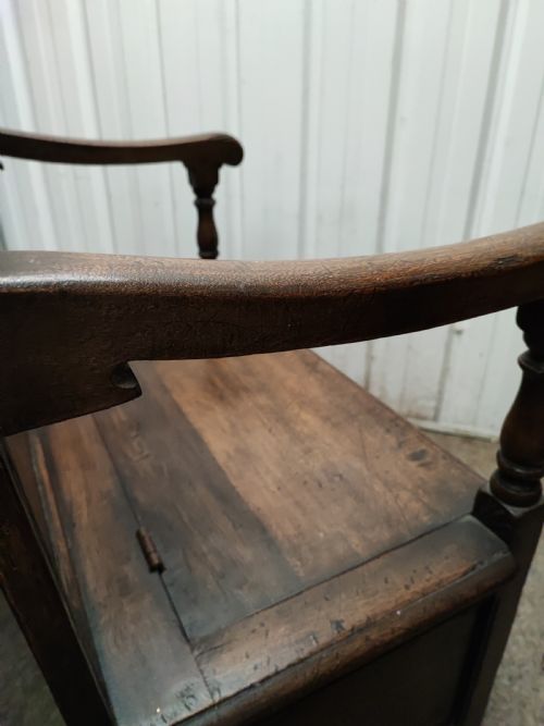ANTIQUE HIGH BACK OAK SETTLE - ADDITIONAL PHOTO 2