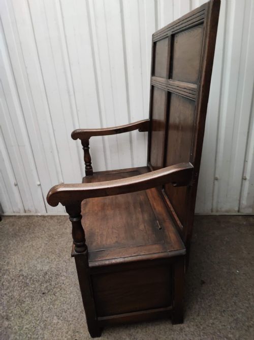 ANTIQUE HIGH BACK OAK SETTLE - ADDITIONAL PHOTO 8