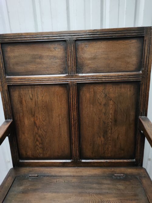 ANTIQUE HIGH BACK OAK SETTLE - ADDITIONAL PHOTO 9