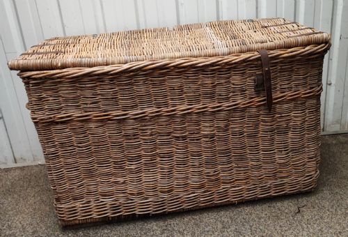ANTIQUE WICKER LOG OR LAUNDRY BASKET OF EXTRA LARGE SIZE - ADDITIONAL PHOTO 13