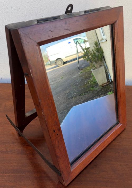 antique mahogany folding campaign mirror - CATEGORY: ANTIQUE MIRRORS - DATED 1900