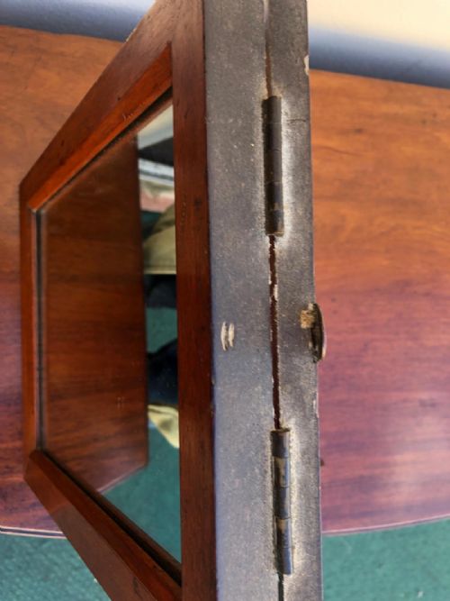 ANTIQUE MAHOGANY FOLDING CAMPAIGN MIRROR - ADDITIONAL PHOTO 1