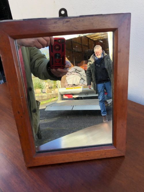 ANTIQUE MAHOGANY FOLDING CAMPAIGN MIRROR - ADDITIONAL PHOTO 5