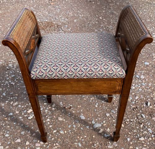 a good inlaid mahogany piano stool - CATEGORY: ANTIQUE STOOLS - DATED 1900