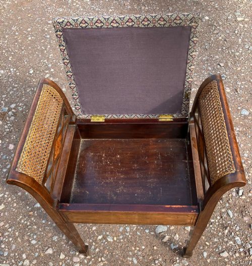 A GOOD INLAID MAHOGANY PIANO STOOL - ADDITIONAL PHOTO 2