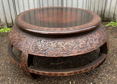 AN CHINESE ANTIQUE CIRCULAR COFFEE TABLE - ADDITIONAL PHOTO 2