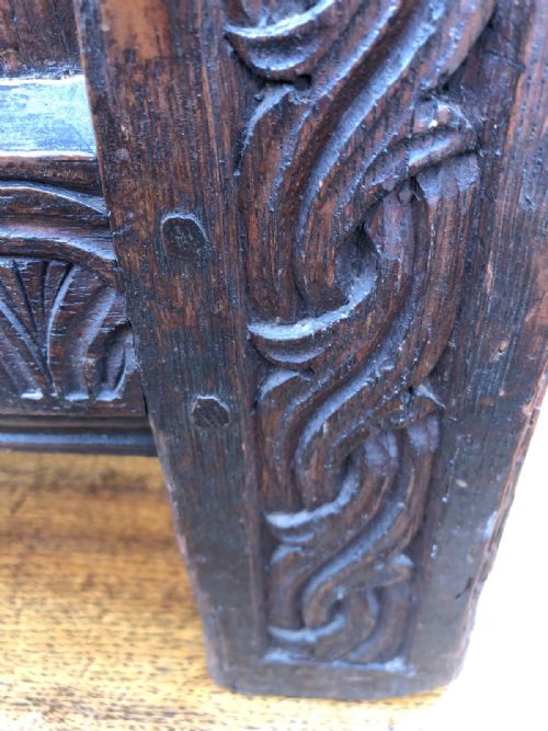 17C CARVED OAK COFFER - ADDITIONAL PHOTO 13