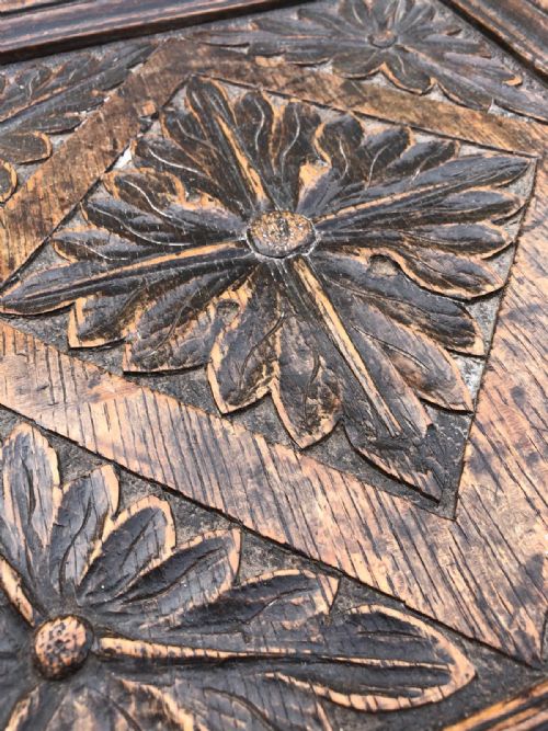 17C CARVED OAK COFFER - ADDITIONAL PHOTO 15