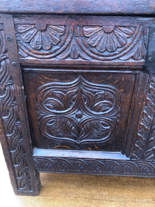 17C CARVED OAK COFFER - ADDITIONAL PHOTO 16