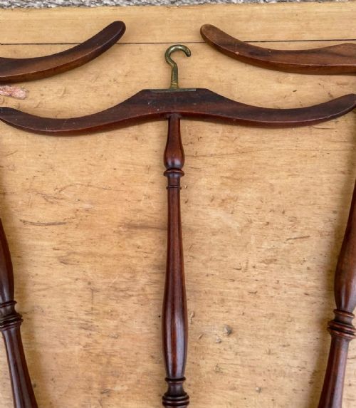 REGENCY SET OF 3 MAHOGANY AND BRASS WIG AND GOWN HANGERS - ADDITIONAL PHOTO 2