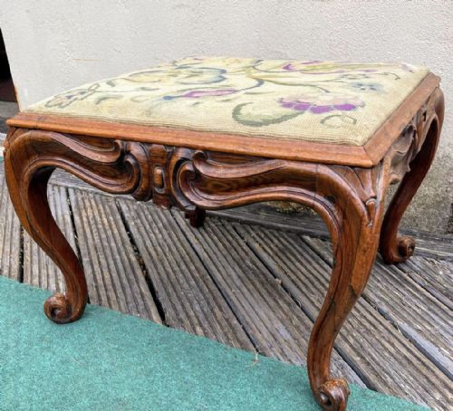 antique early victorian rosewood stool - CATEGORY: ANTIQUE STOOLS - DATED VICTORIAN