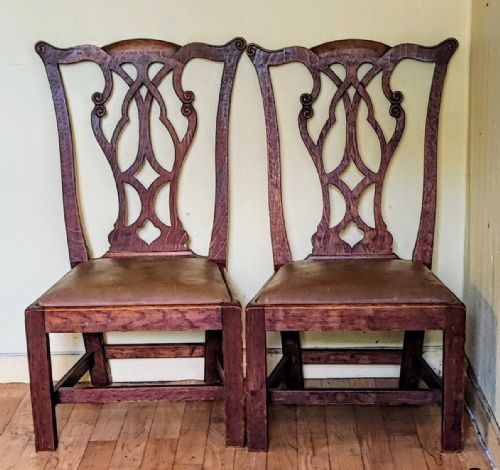 antique pair of oak nursery chairs in the george iii style - CATEGORY: ANTIQUE CHAIRS - DATED 19TH CENTURY