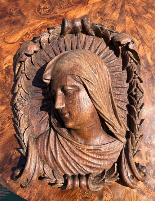 antique oak carved relief of the virgin mary - CATEGORY: ANTIQUE MISCELLANEOUS - DATED 19TH CENTURY