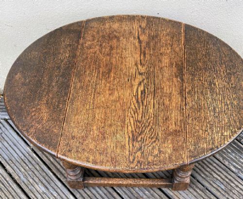 ANTIQUE OAK JOINT STOOL COFFEE TABLE WITH DROP FLAPS - ADDITIONAL PHOTO 3