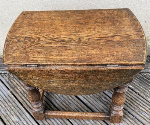 ANTIQUE OAK JOINT STOOL COFFEE TABLE WITH DROP FLAPS - ADDITIONAL PHOTO 4